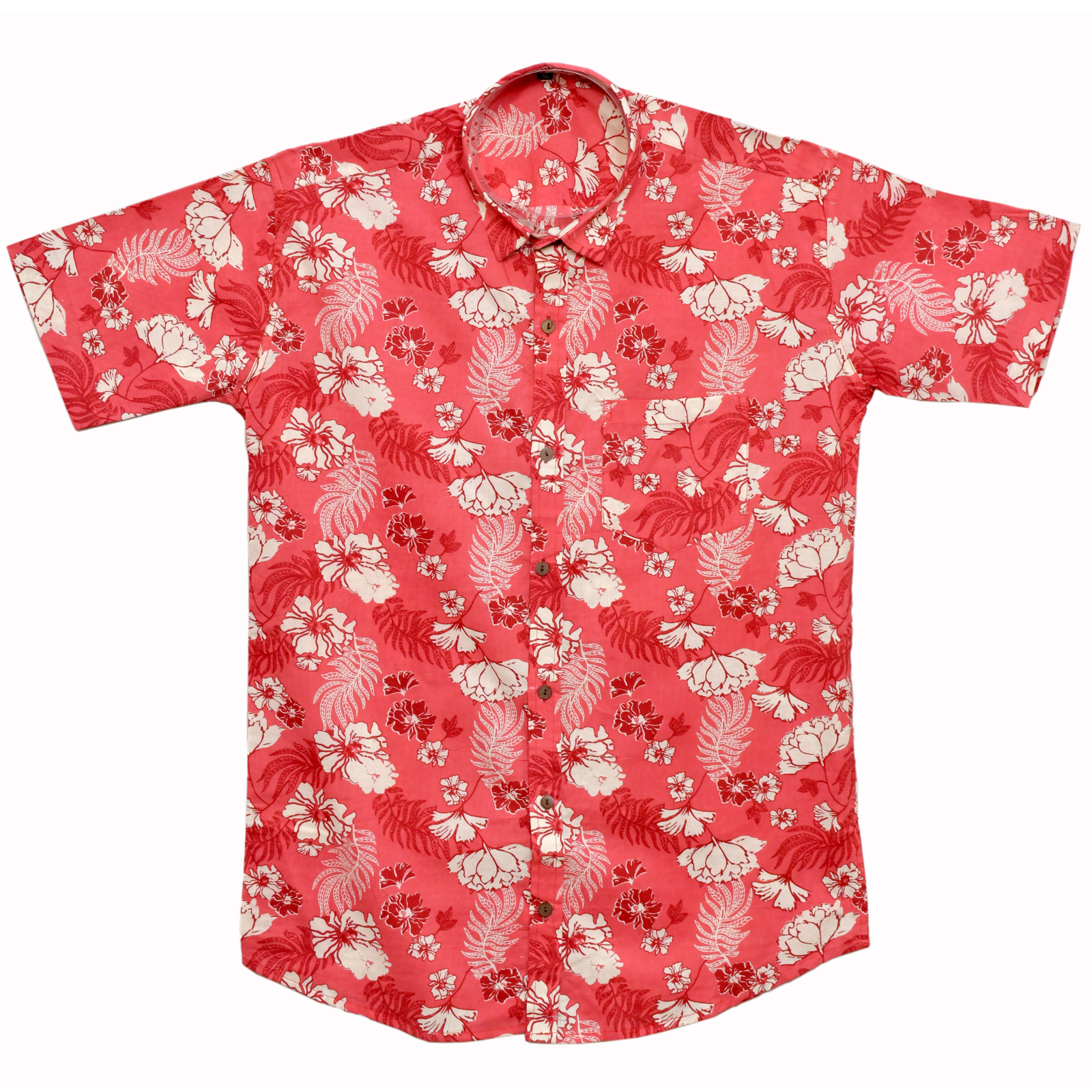 Crimson Blossom Pink Floral Print Cotton Shirt - Image 2