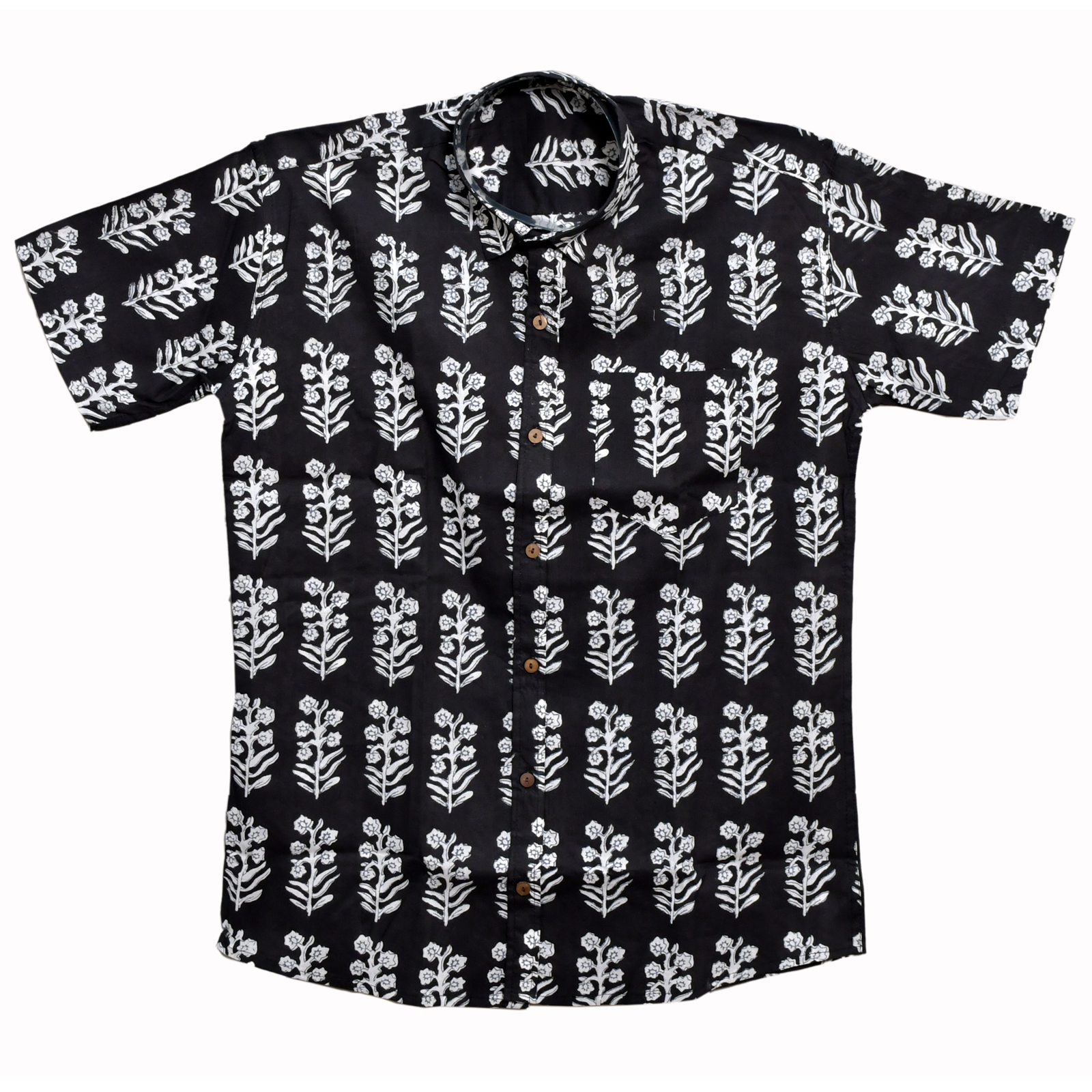 Chandni Raat Black & White Floral Hand Block Printed Shirt - Image 2