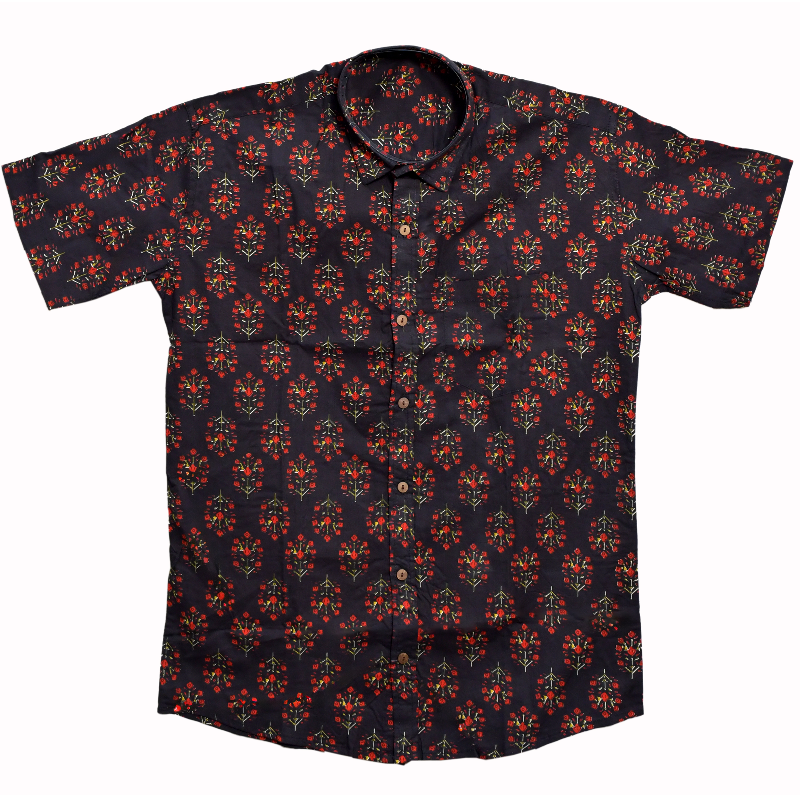 Rani Bagh Black Cotton Hand Block Printed Shirt - Image 2