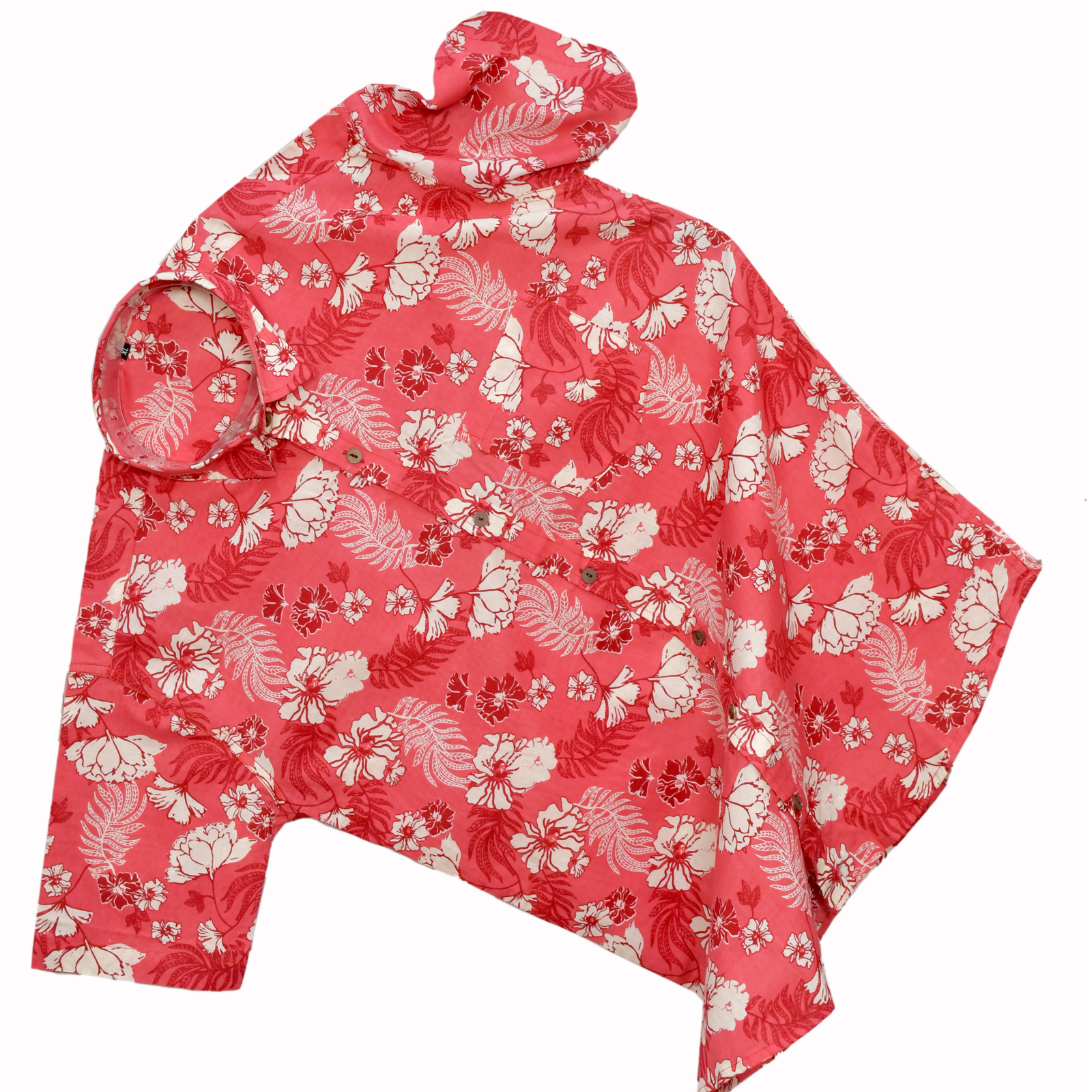 Crimson Blossom Pink Floral Print Cotton Shirt - Image 3