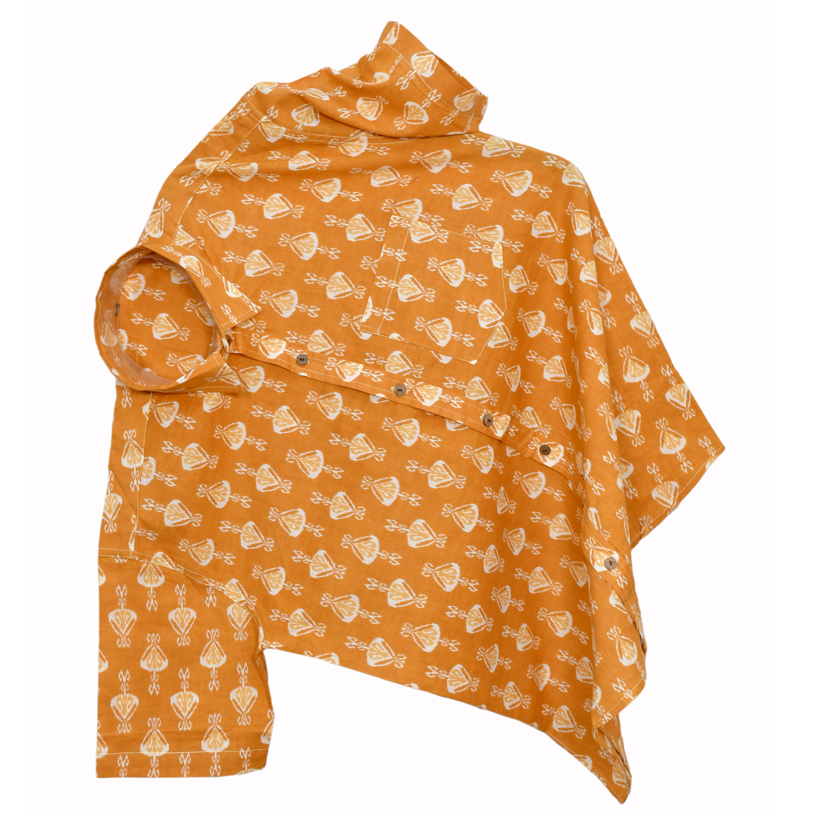 Amber Motif Orange Block Print Cotton Shirt - Image 3