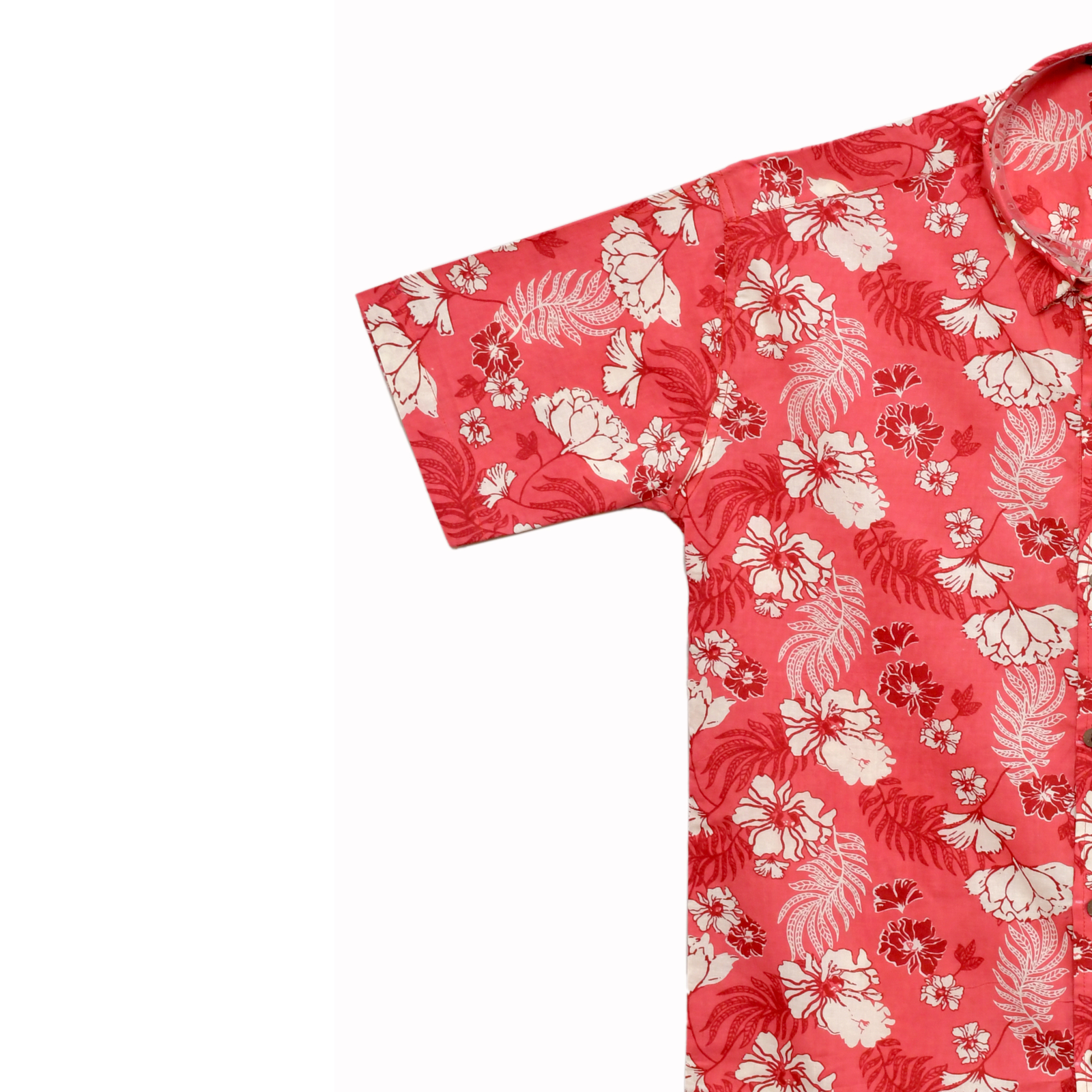 Crimson Blossom Pink Floral Print Cotton Shirt - Image 4