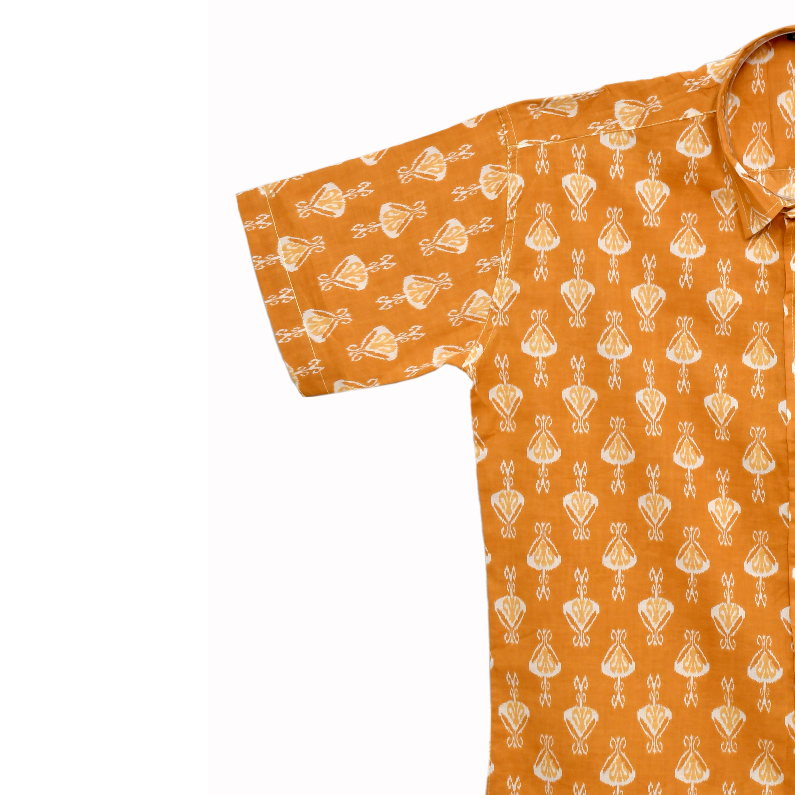 Amber Motif Orange Block Print Cotton Shirt - Image 4