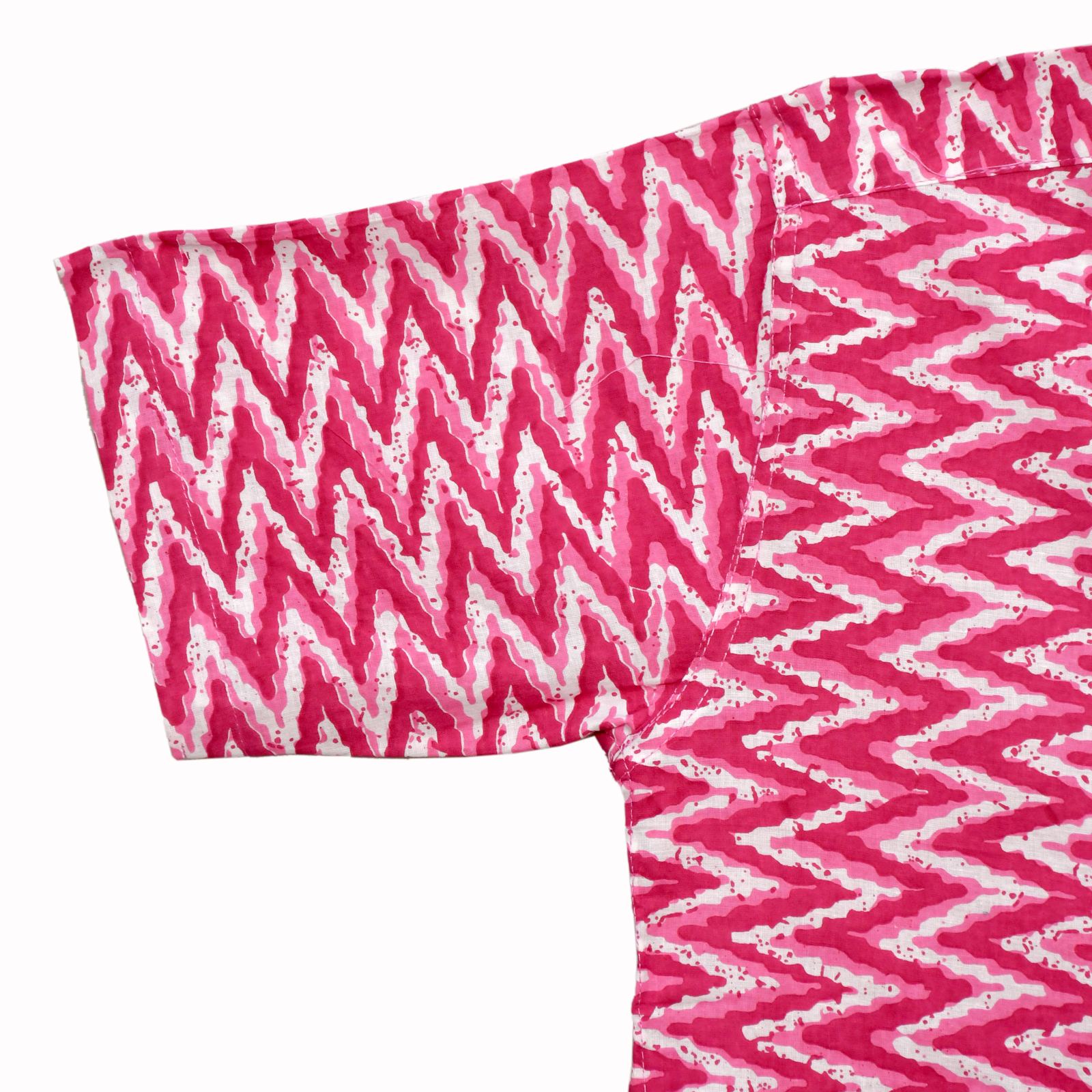 Rose Zigzag Pink Geometric Print Cotton Shirt - Image 5