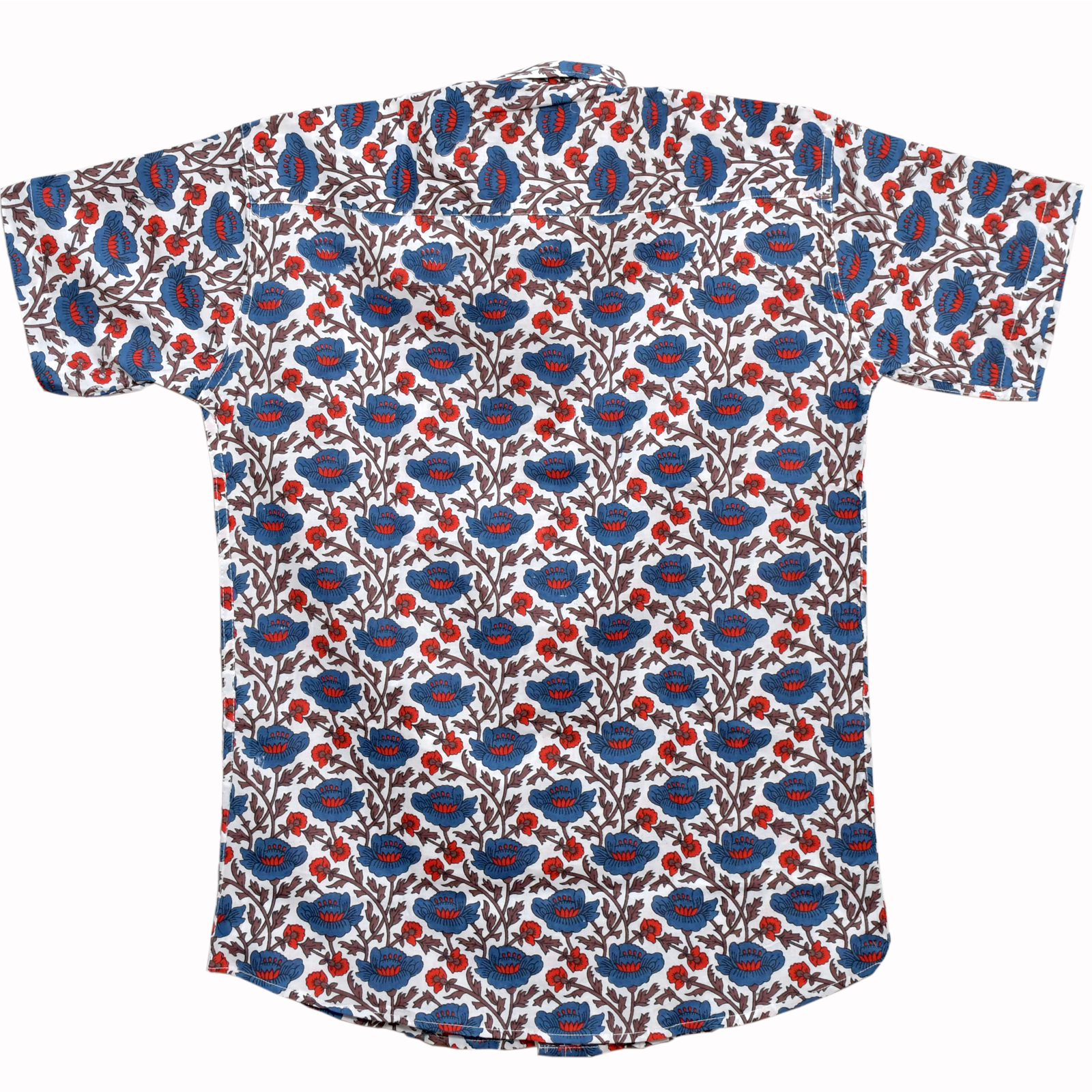 Crimson Bloom White Cotton Hand Block Printed Shirt - Image 5