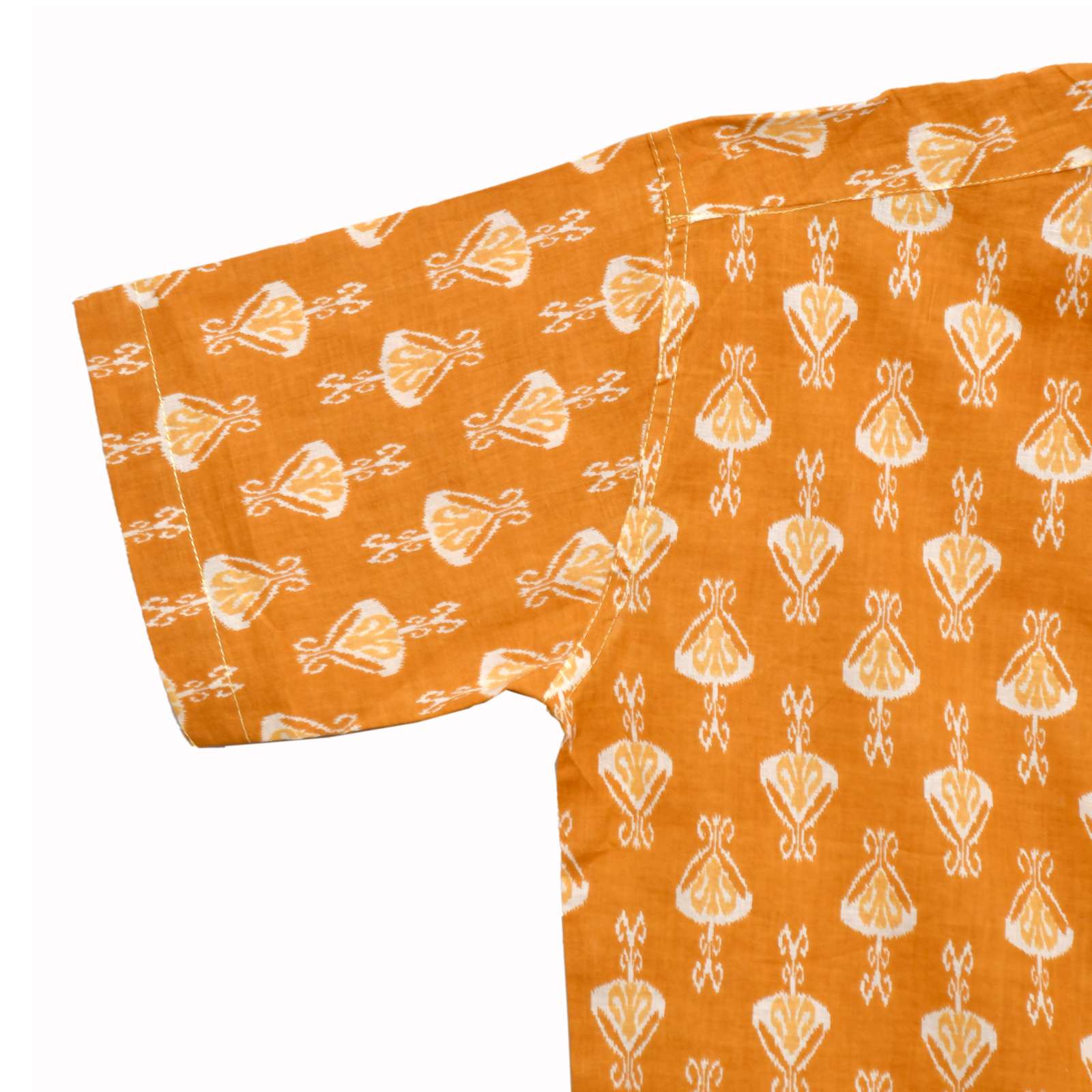 Amber Motif Orange Block Print Cotton Shirt - Image 5
