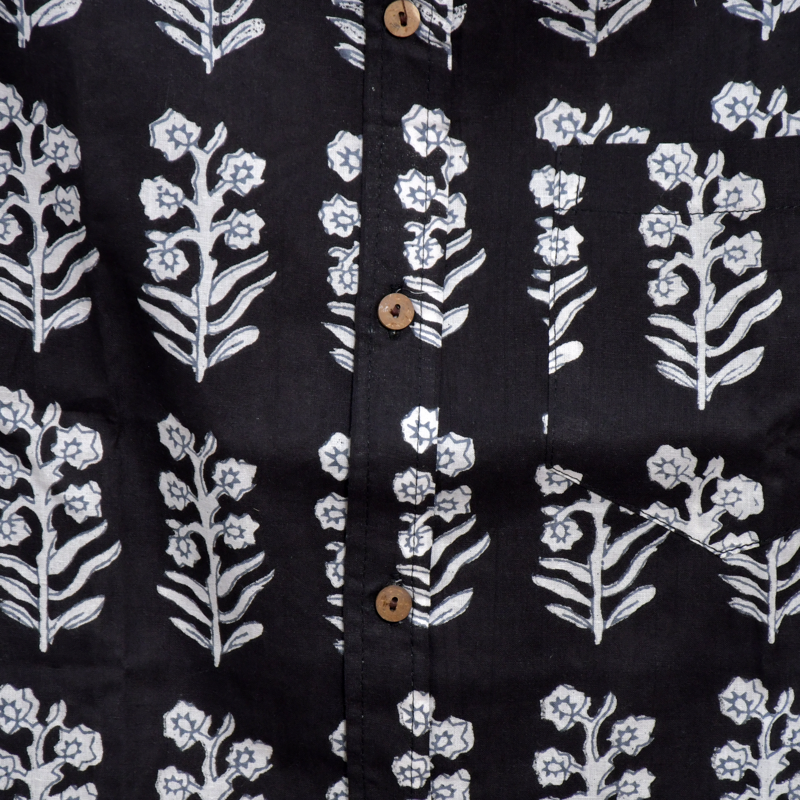 Chandni Raat Black & White Floral Hand Block Printed Shirt - Image 6