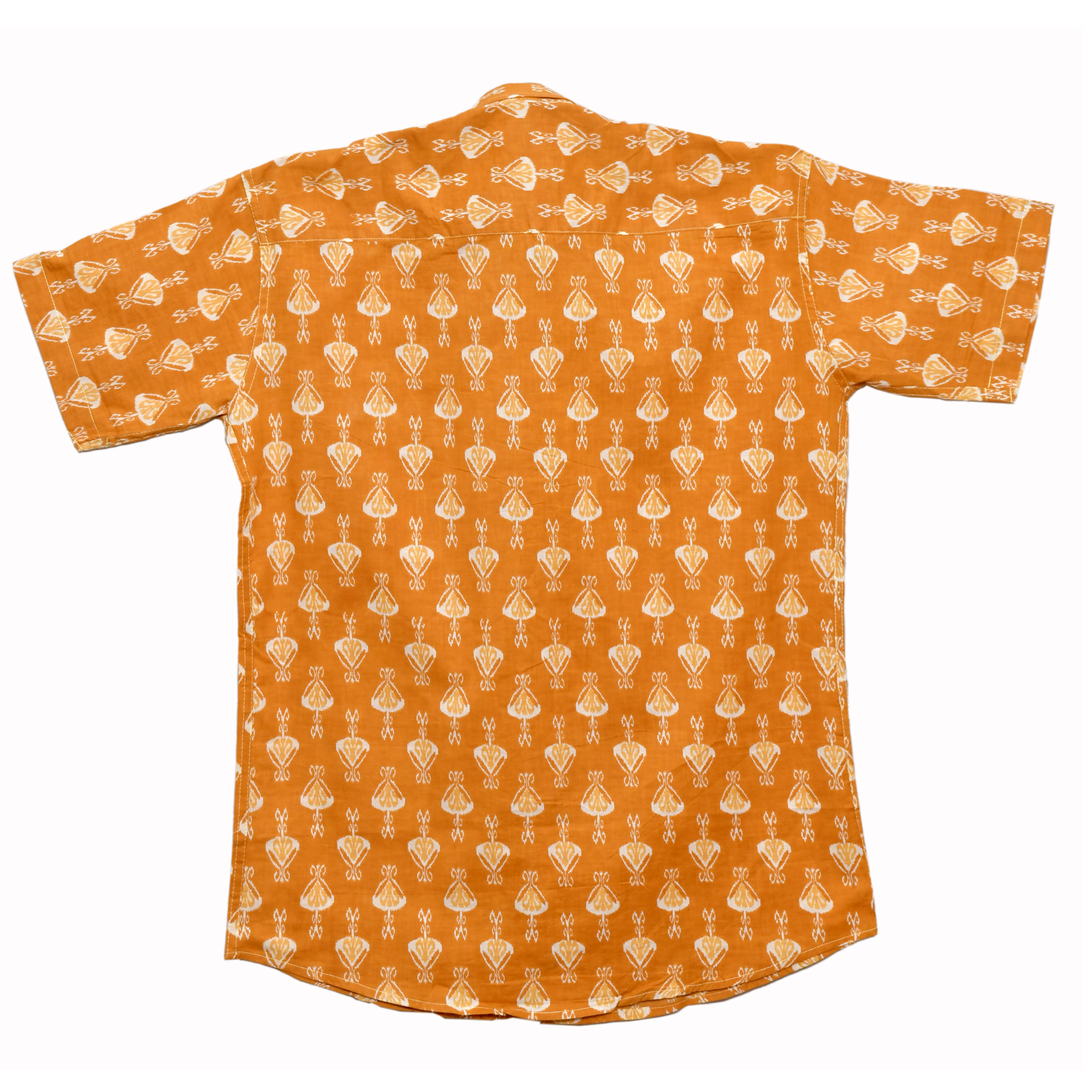 Amber Motif Orange Block Print Cotton Shirt - Image 6
