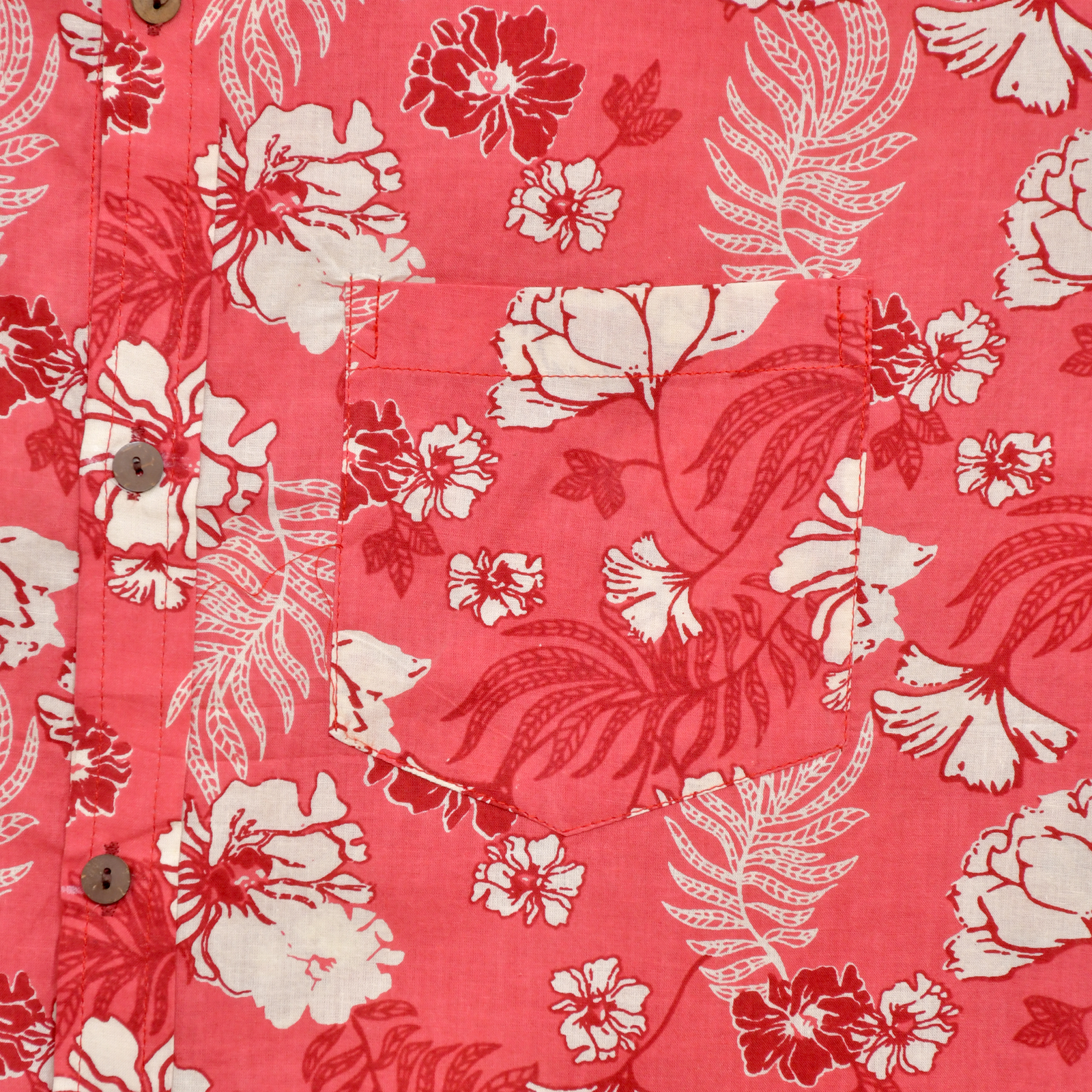 Crimson Blossom Pink Floral Print Cotton Shirt - Image 7