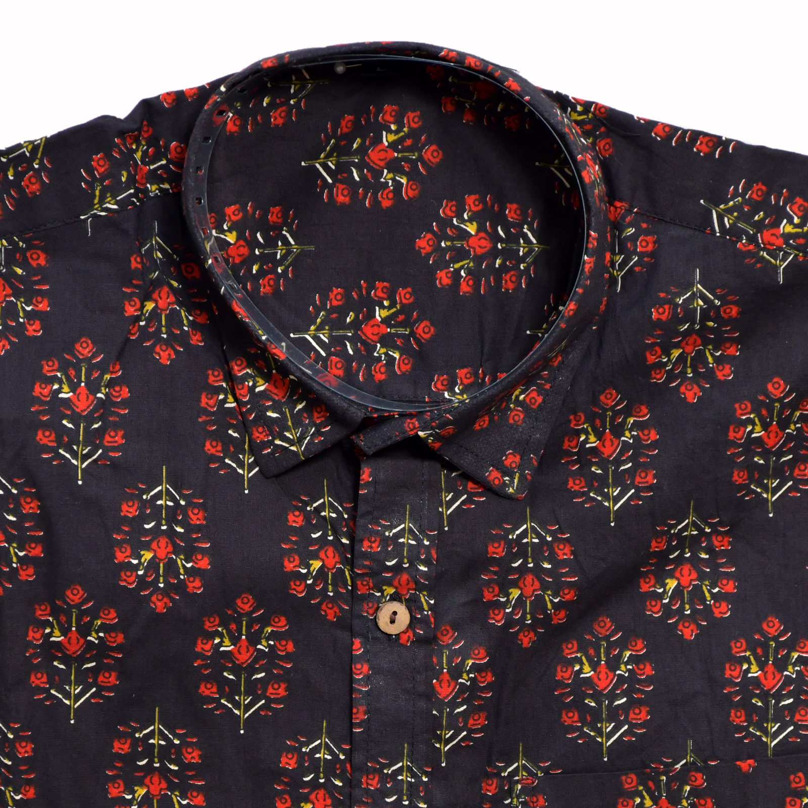 Rani Bagh Black Cotton Hand Block Printed Shirt - Image 7