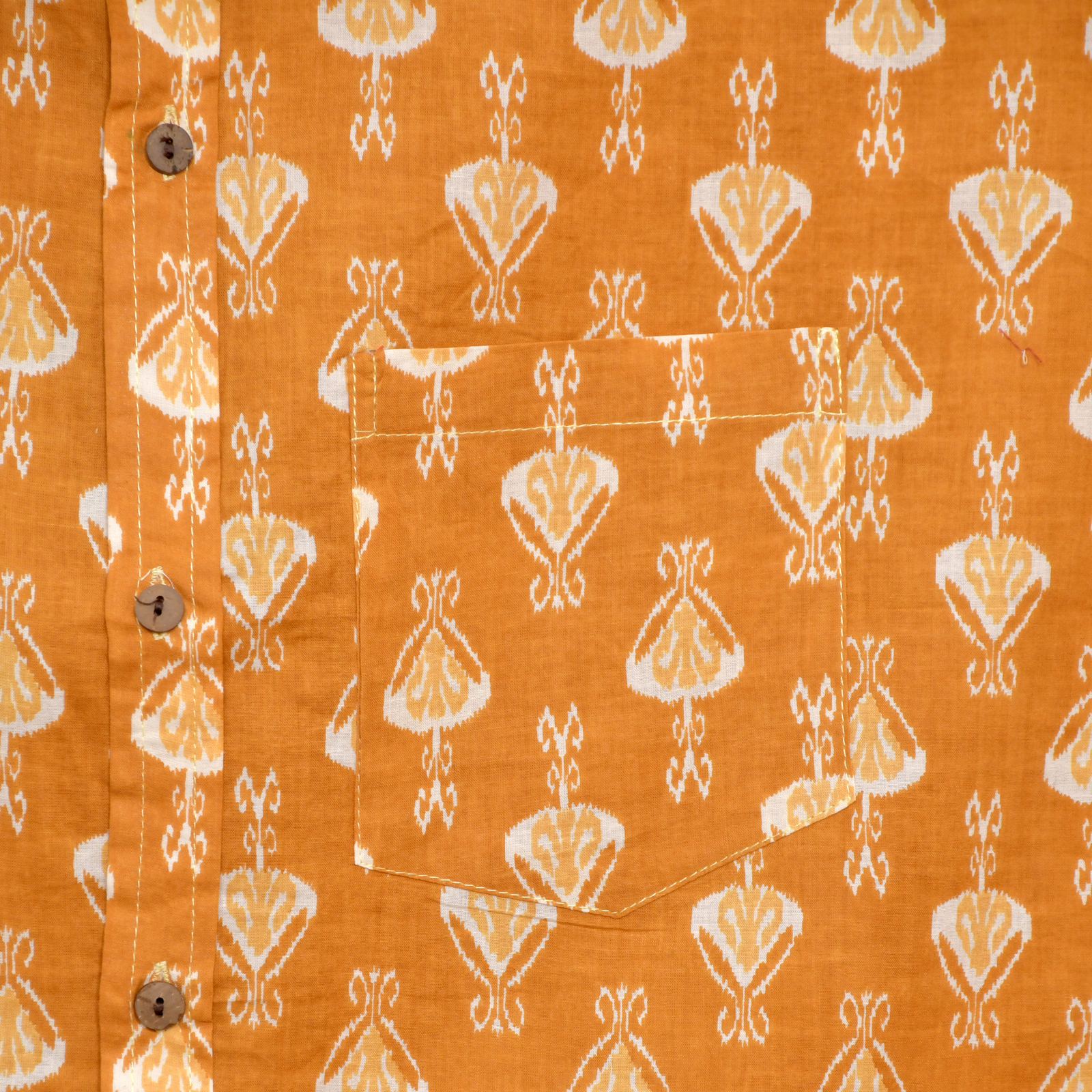 Amber Motif Orange Block Print Cotton Shirt - Image 7