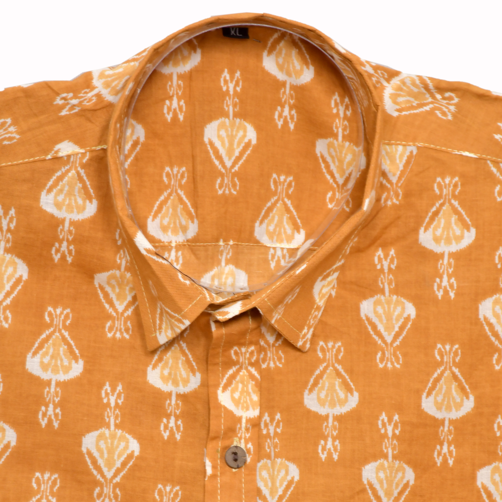 Amber Motif Orange Block Print Cotton Shirt - Image 8