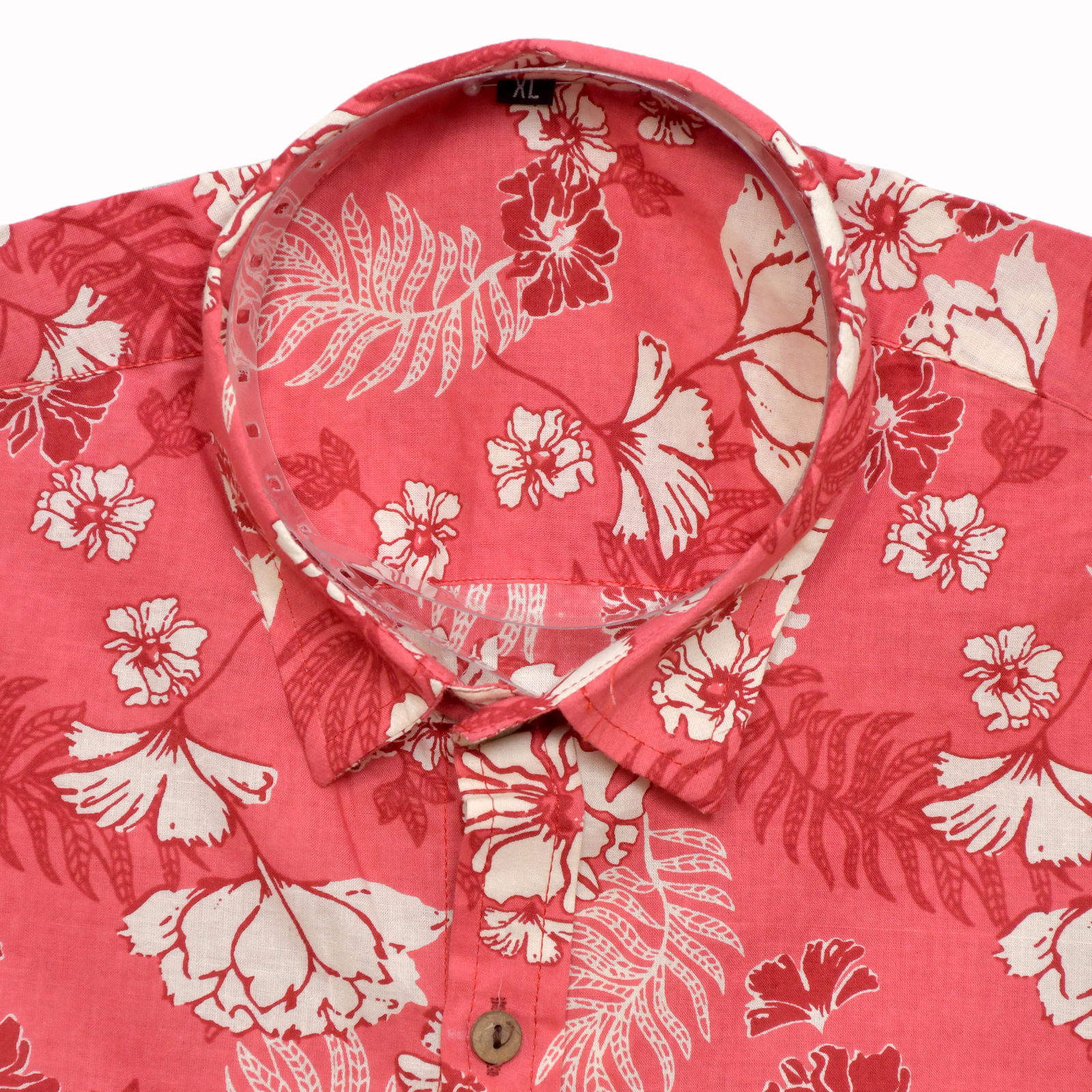 Crimson Blossom Pink Floral Print Cotton Shirt - Image 8