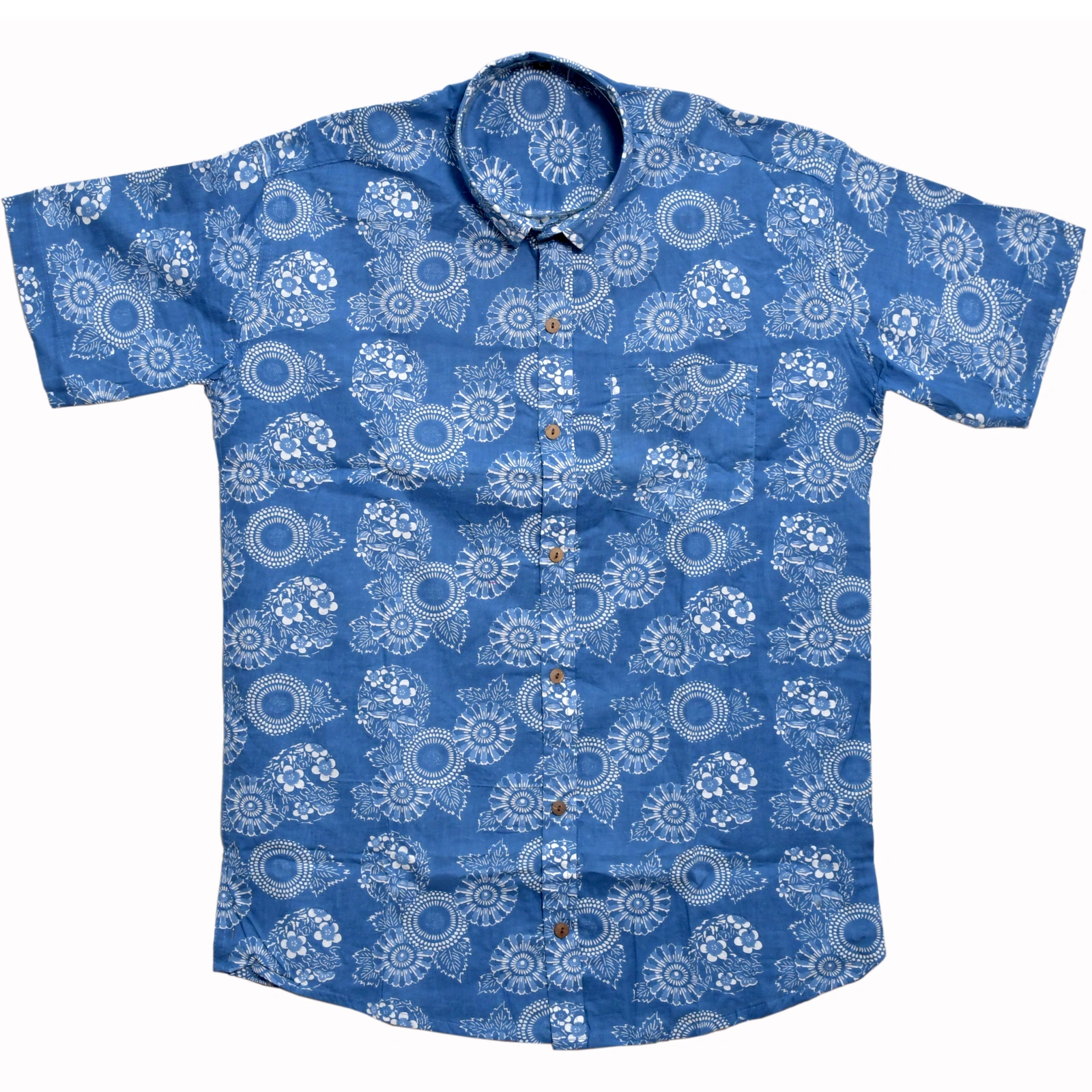 Indigo Bloom Hand-Block Printed Shirt