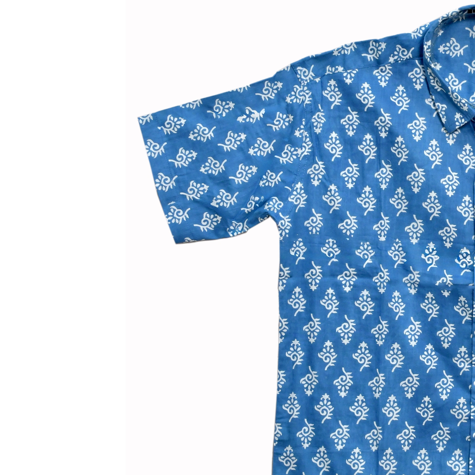 Indigo Bloom Hand-Block Printed Shirt - Image 6